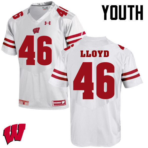 Wisconsin Badgers Youth #42 Gabe Lloyd NCAA Under Armour Authentic White College Stitched Football Jersey ID40P72ZQ